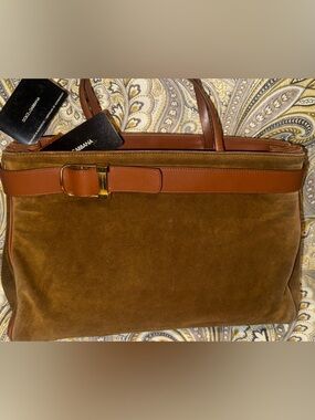 Dolce & Gabbana Brown Suede Belt Bag with Gold Hardware .